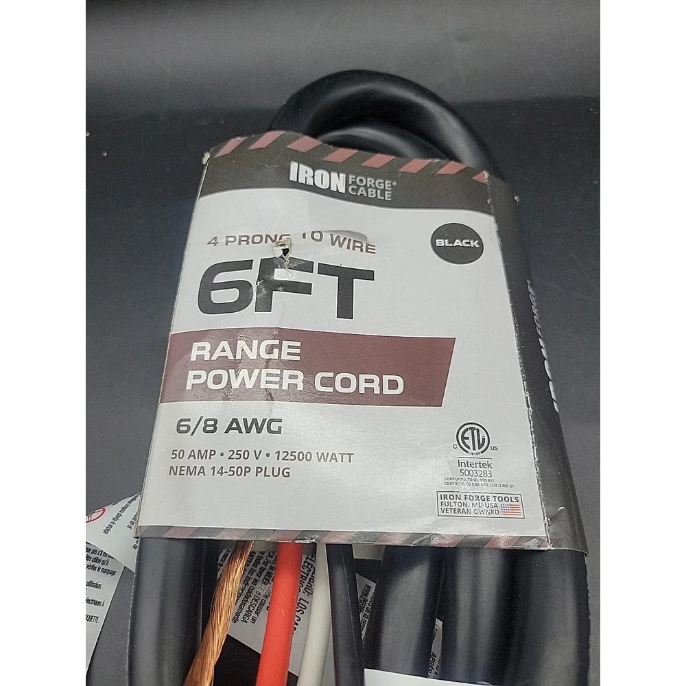 4 Prong Range Cord 6 Ft - 50 Amp Extension Cord 6 Foot, NEMA 14-50 Plug, 6/8 Ran